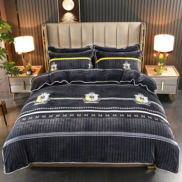 91家纺网 家纺一手货源 找家纺 （总）佳一 2025新款高克重8-9斤印花牛奶绒四件套