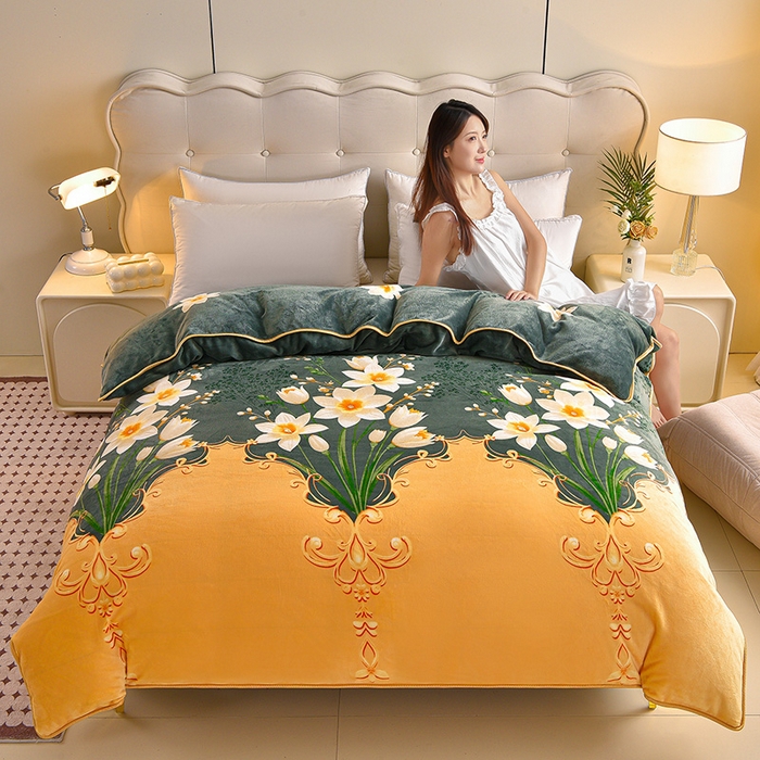 91家纺网 家纺一手货源 找家纺 （总）佳一 2025新款高克重印花牛奶绒单被套直播爆款电商爆款