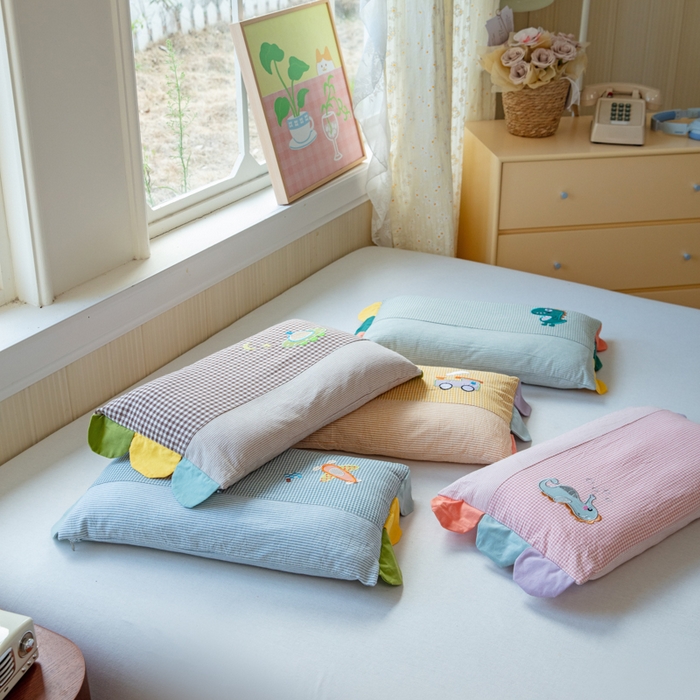 91家纺网 家纺一手货源 找家纺 （总）卡芙芯类馆 2025新款全棉水洗棉贴布绣卡通枕芯枕头