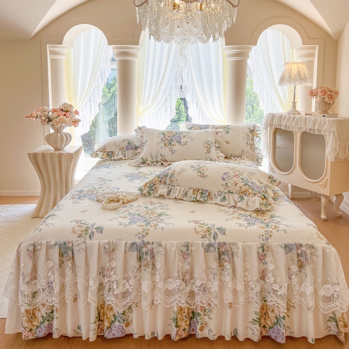 91家纺网 家纺一手货源 找家纺 （总）瑞宝 2025新款13372全棉印花花边床裙三件套