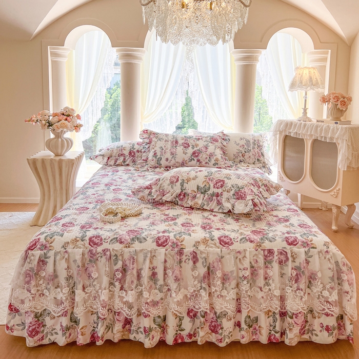 91家纺网 家纺一手货源 找家纺 （总）瑞宝 2025新款13372全棉印花花边床裙三件套