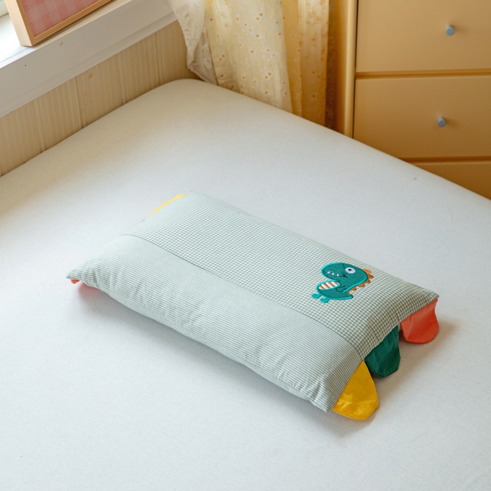 卡芙芯类馆 2025新款全棉水洗棉贴布绣卡通枕芯枕头 小恐龙