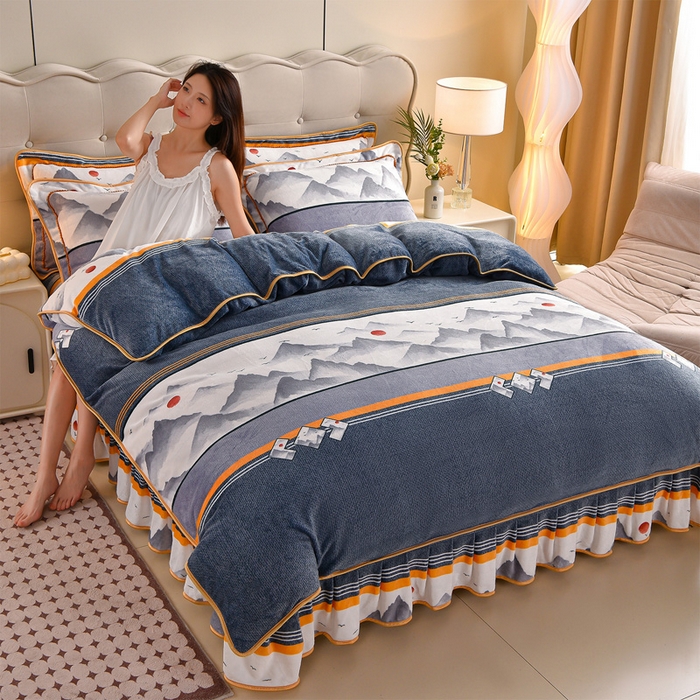 91家纺网 家纺一手货源 找家纺 （总）佳一 2025新款高克重8-9斤印花牛奶绒四件套