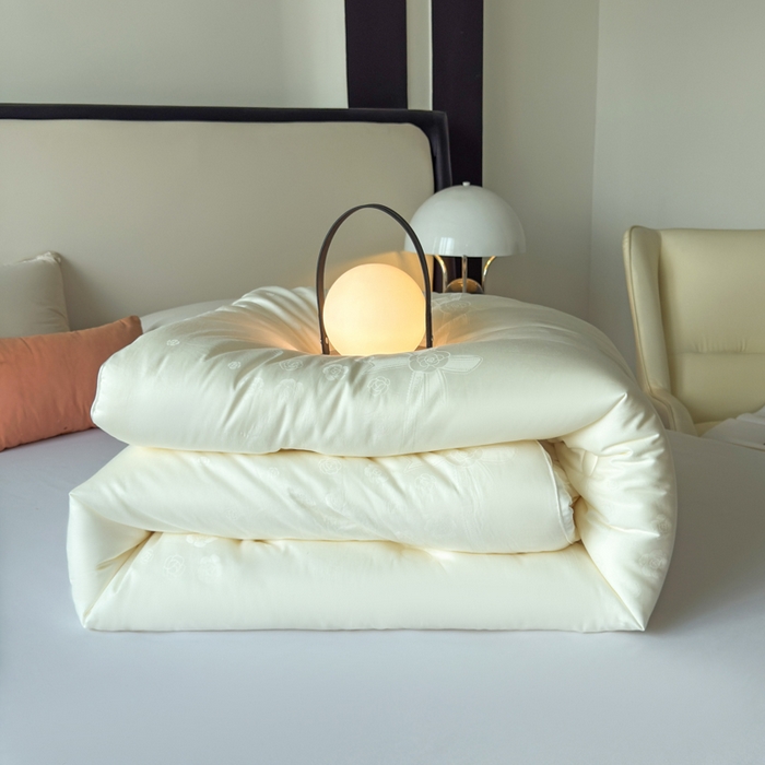 卡芙芯类馆 2025新款全棉60支玫瑰提花-蚕蛹羊绒被被子被芯 玫瑰-白