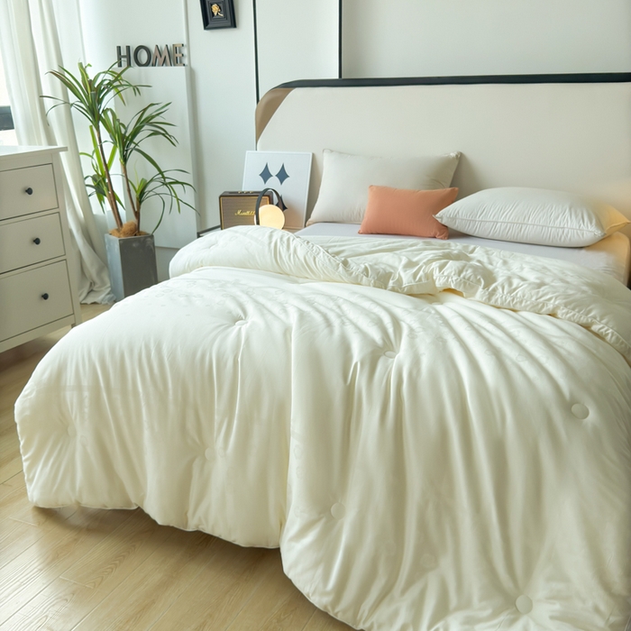 91家纺网 家纺一手货源 找家纺 卡芙芯类馆 2025新款全棉60支玫瑰提花-蚕蛹羊绒被被子被芯 玫瑰-白