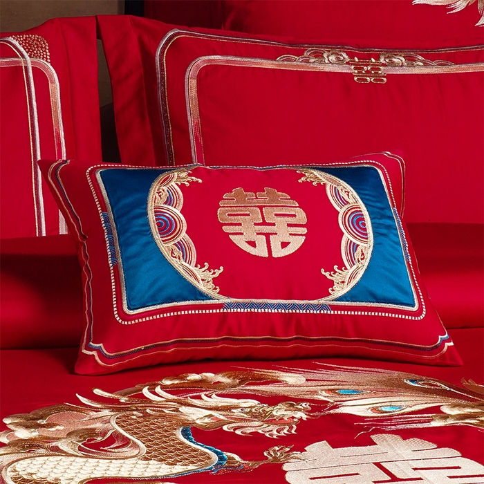 91家纺网 家纺一手货源 找家纺 2025年新款中式亲肤加厚双面磨毛婚庆四件套刺绣多件套 前程似锦