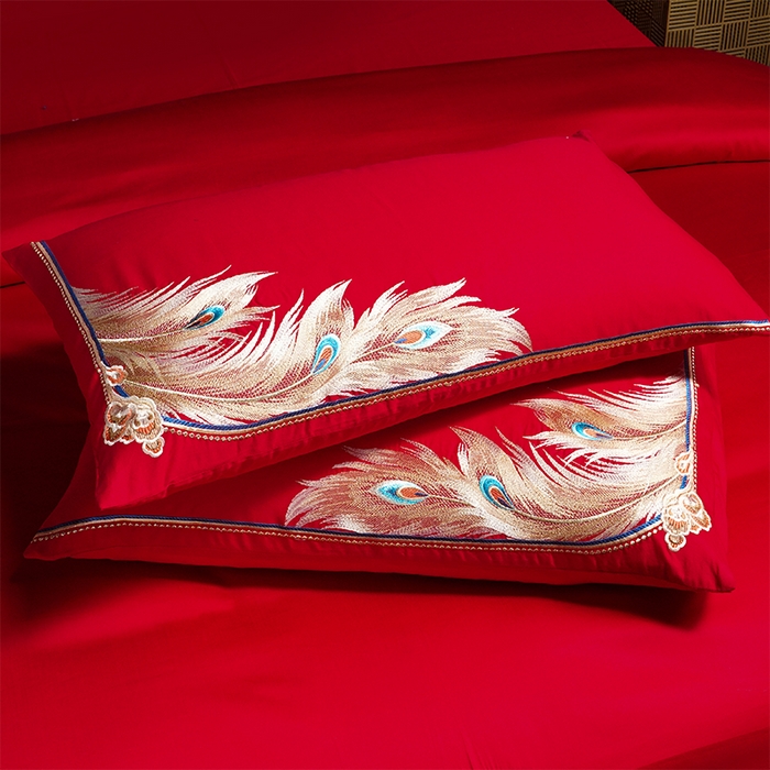 91家纺网 家纺一手货源 找家纺 2025年新款中式亲肤加厚双面磨毛婚庆四件套刺绣多件套 前程似锦