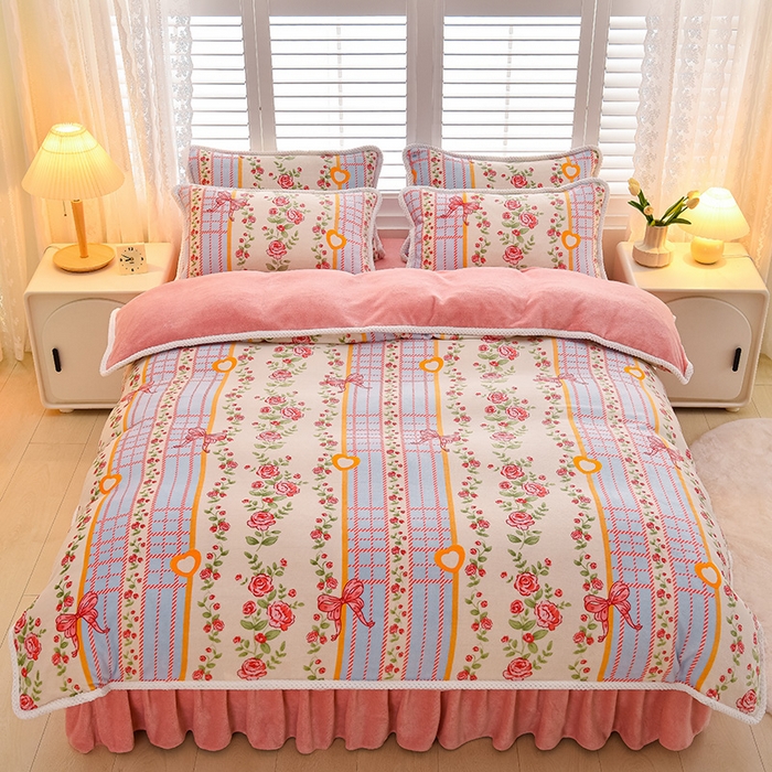 91家纺网 家纺一手货源 找家纺 （总）牵依2025新牛奶绒法兰绒四件套直播爆款