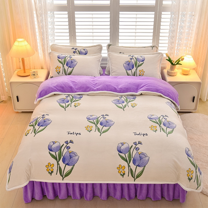 91家纺网 家纺一手货源 找家纺 （总）牵依2025新牛奶绒法兰绒四件套直播爆款