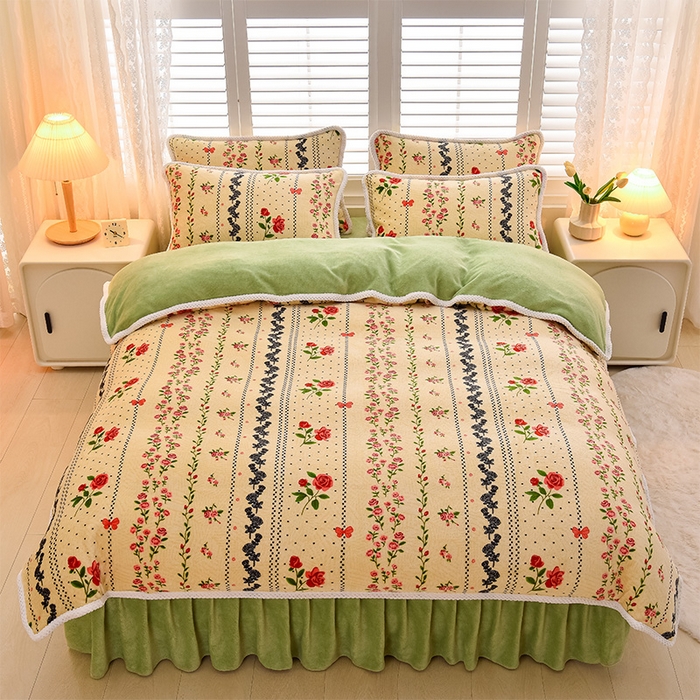 91家纺网 家纺一手货源 找家纺 （总）牵依2025新牛奶绒法兰绒四件套直播爆款