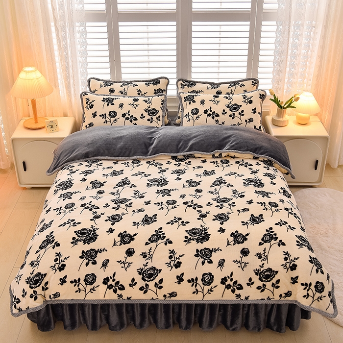 91家纺网 家纺一手货源 找家纺 （总）牵依2025新牛奶绒法兰绒四件套直播爆款