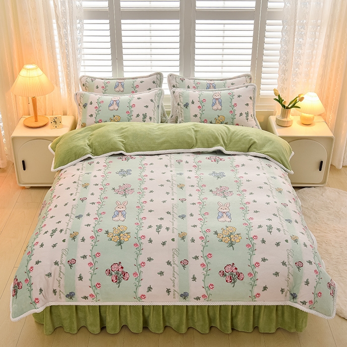 91家纺网 家纺一手货源 找家纺 （总）牵依2025新牛奶绒法兰绒四件套直播爆款