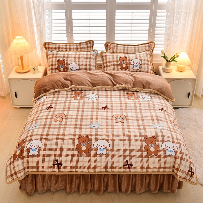 91家纺网 家纺一手货源 找家纺 （总）牵依2025新牛奶绒法兰绒四件套直播爆款