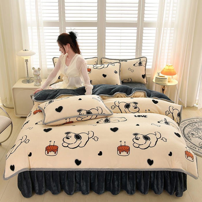 91家纺网 家纺一手货源 找家纺 （总）牵依2025新牛奶绒法兰绒四件套直播爆款