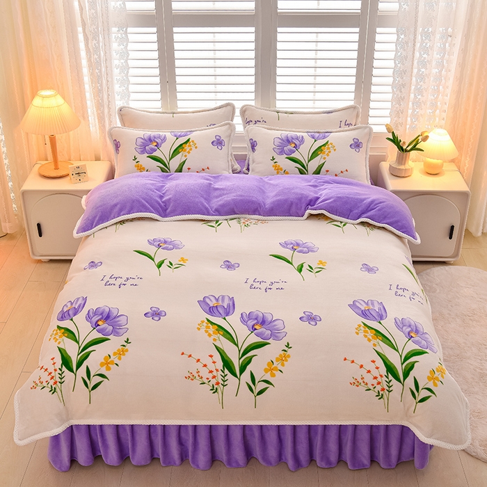 91家纺网 家纺一手货源 找家纺 （总）牵依2025新牛奶绒法兰绒四件套直播爆款