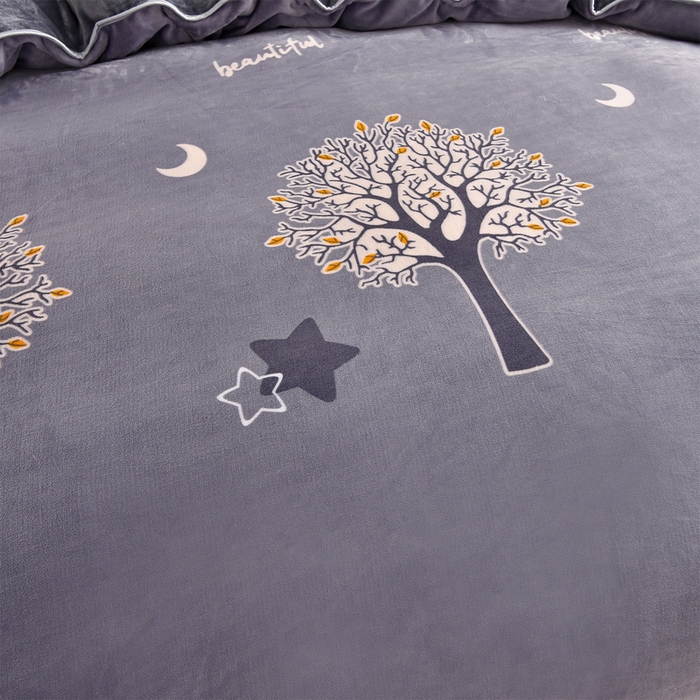 91家纺网 家纺一手货源 找家纺 佳一 2025新款高克重8-9斤 印花牛奶绒四件套 发财树