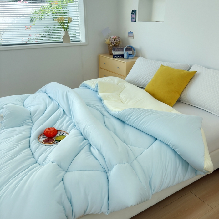 91家纺网 家纺一手货源 找家纺 卡芙芯类馆 2025新款云朵泡芙被被子被芯 浅蓝