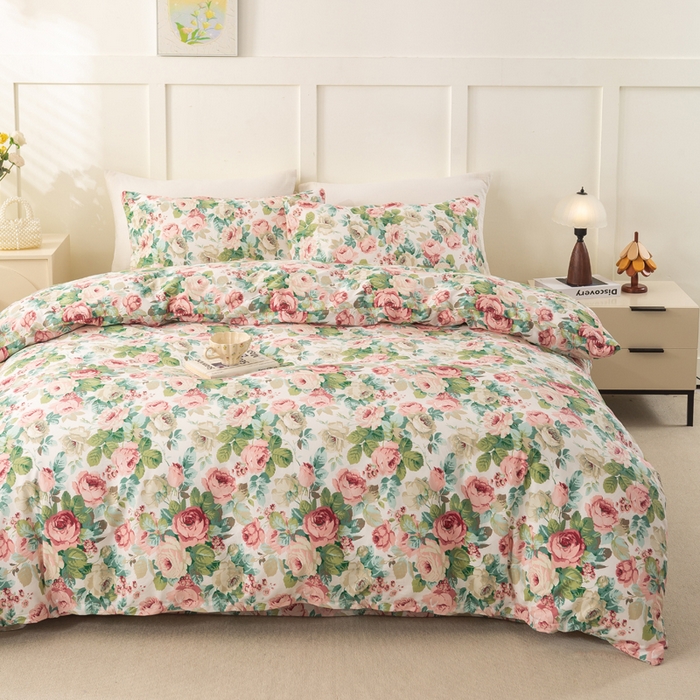 91家纺网 家纺一手货源 找家纺 锦鹭被业 2025新款复古全棉纯棉四件套 花海