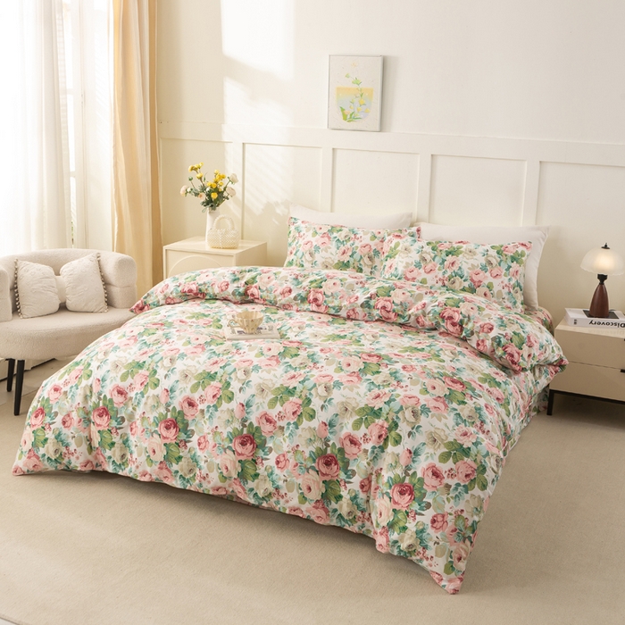 91家纺网 家纺一手货源 找家纺 锦鹭被业 2025新款复古全棉纯棉四件套 花海