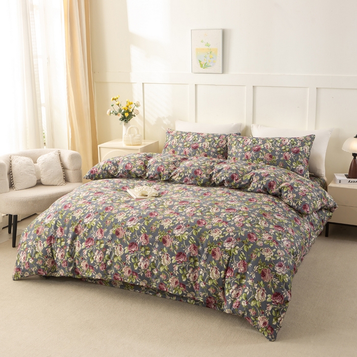 91家纺网 家纺一手货源 找家纺 锦鹭被业 2025新款复古全棉纯棉四件套 相约