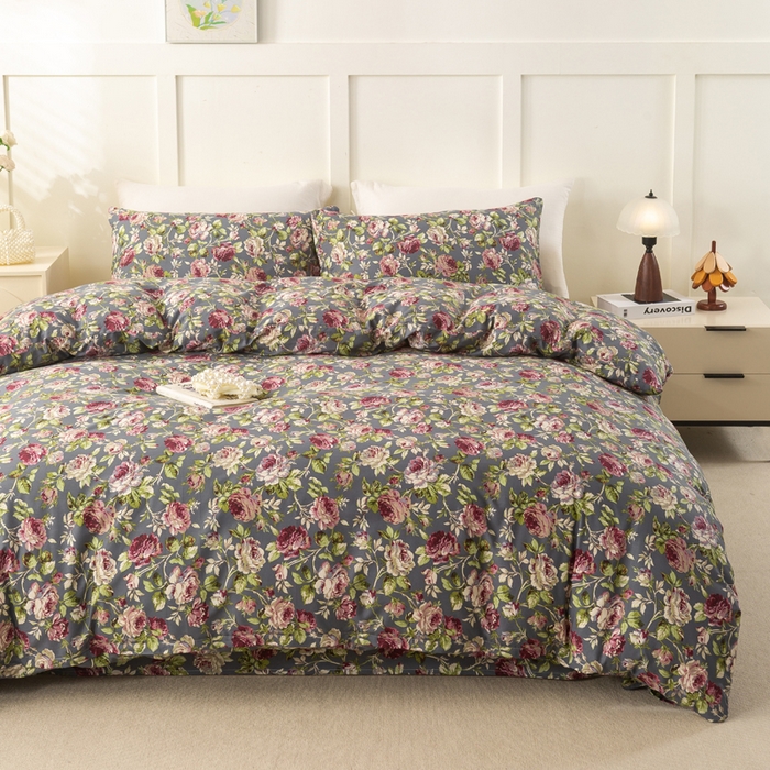 91家纺网 家纺一手货源 找家纺 锦鹭被业 2025新款复古全棉纯棉四件套 相约