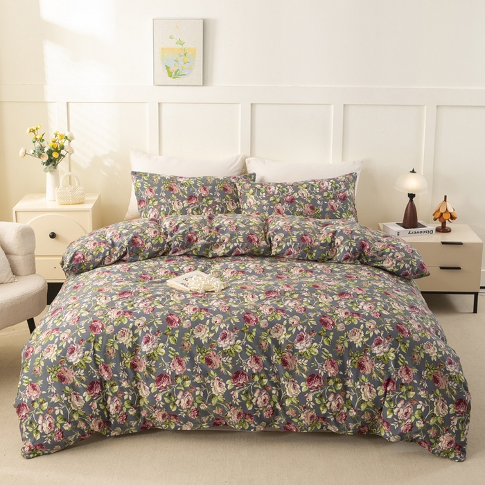 91家纺网 家纺一手货源 找家纺 锦鹭被业 2025新款复古全棉纯棉四件套 相约