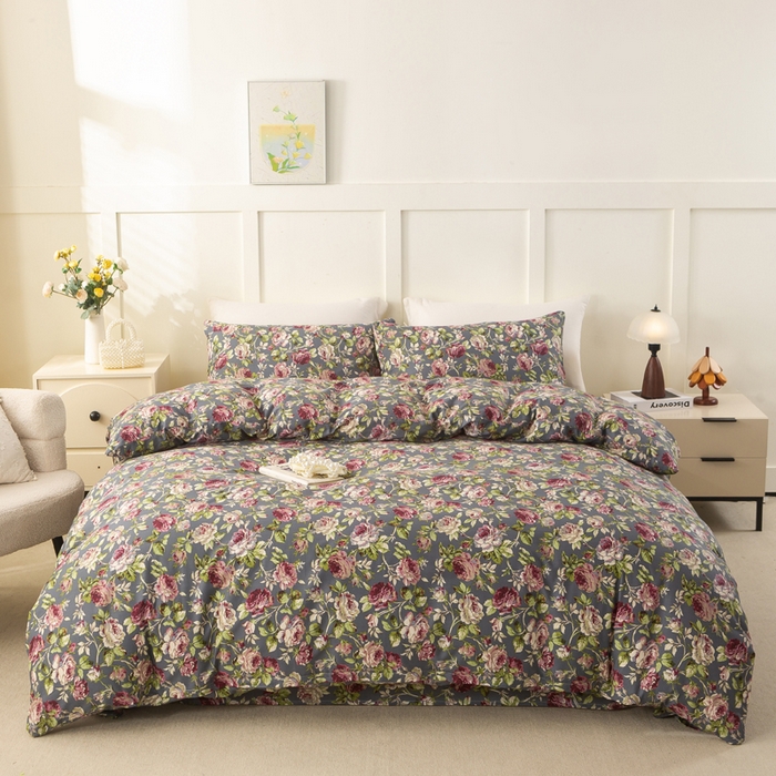 91家纺网 家纺一手货源 找家纺 锦鹭被业 2025新款复古全棉纯棉四件套 相约