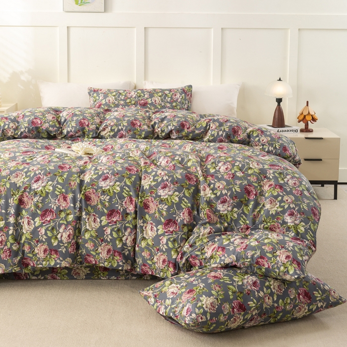 91家纺网 家纺一手货源 找家纺 锦鹭被业 2025新款复古全棉纯棉四件套 相约