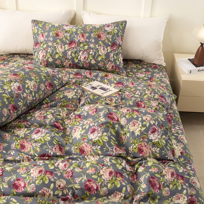 91家纺网 家纺一手货源 找家纺 锦鹭被业 2025新款复古全棉纯棉四件套 相约