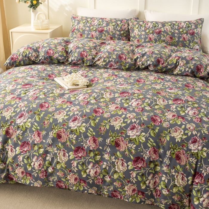 91家纺网 家纺一手货源 找家纺 锦鹭被业 2025新款复古全棉纯棉四件套 相约