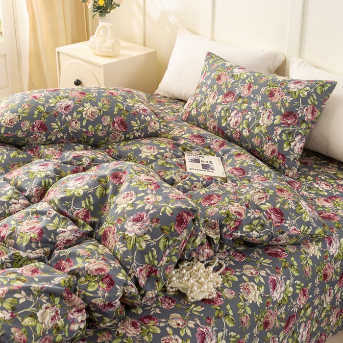 91家纺网 家纺一手货源 找家纺 锦鹭被业 2025新款复古全棉纯棉四件套 相约