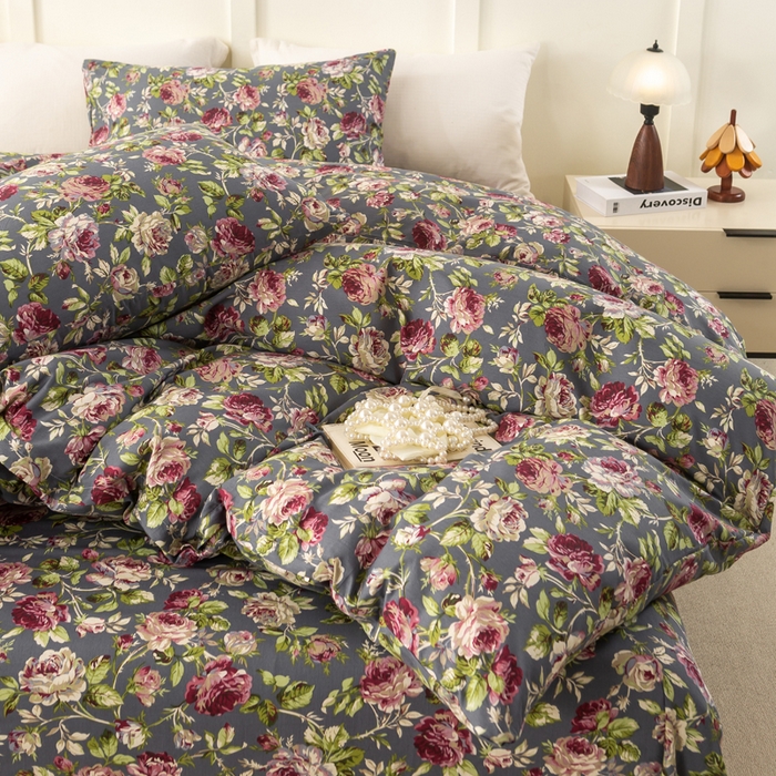 91家纺网 家纺一手货源 找家纺 锦鹭被业 2025新款复古全棉纯棉四件套 相约