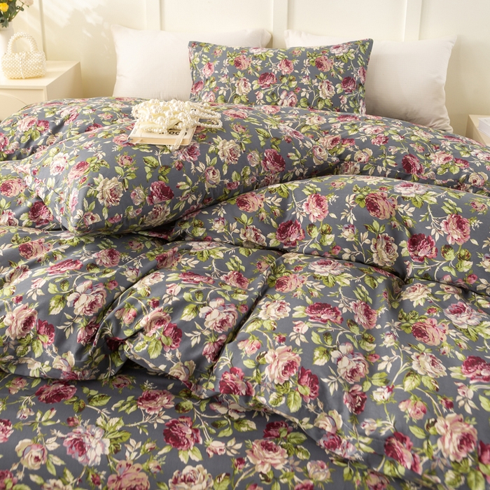 91家纺网 家纺一手货源 找家纺 锦鹭被业 2025新款复古全棉纯棉四件套 相约