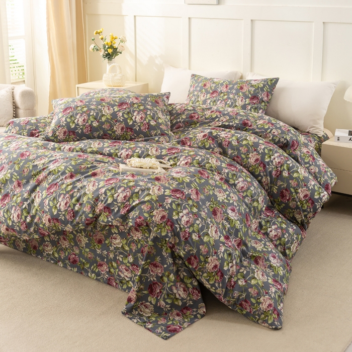 91家纺网 家纺一手货源 找家纺 锦鹭被业 2025新款复古全棉纯棉四件套 相约