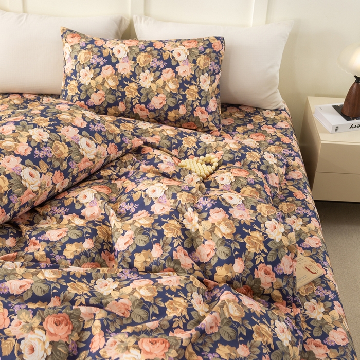 91家纺网 家纺一手货源 找家纺 锦鹭被业 2025新款复古全棉纯棉四件套 繁华似锦