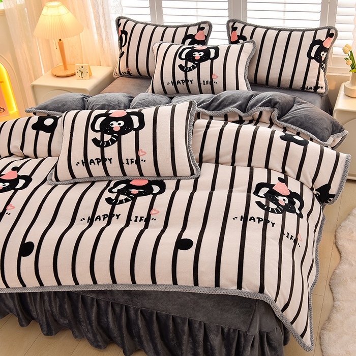 91家纺网 家纺一手货源 找家纺 （总）牵依 2025新款小清新牛奶绒四件套直播爆款