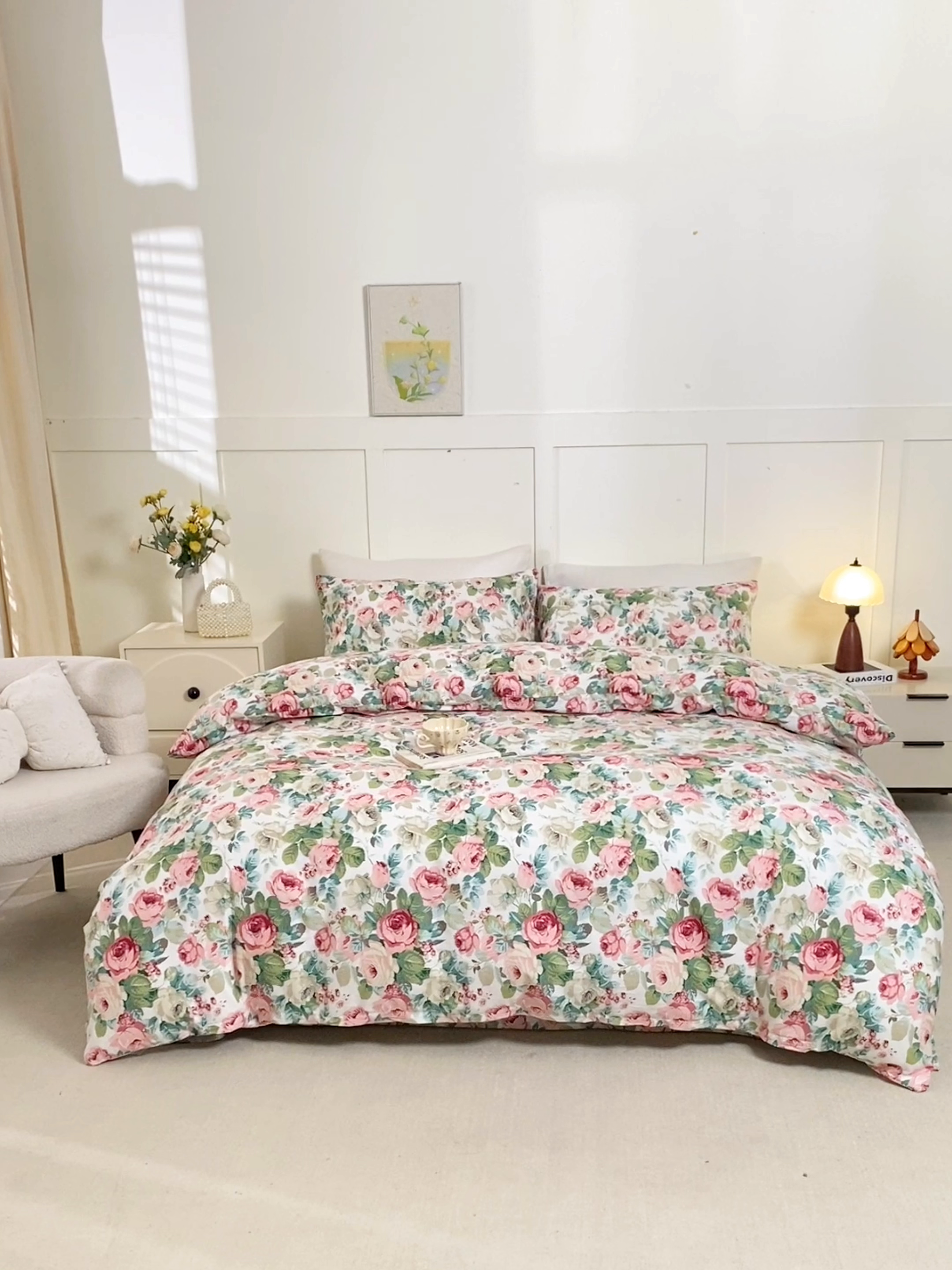 91家纺网 家纺一手货源 找家纺 锦鹭被业 2025新款复古全棉纯棉四件套 花海