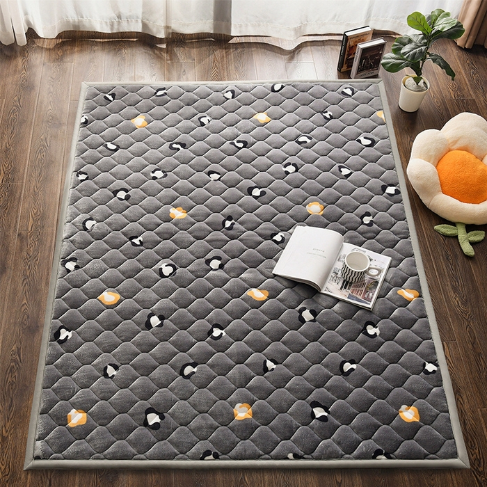 91家纺网 家纺一手货源 找家纺 索弗莱家纺 2025新款加厚宽边牛奶绒床垫-大床款 豹纹灰