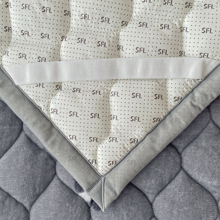 91家纺网 家纺一手货源 找家纺 索弗莱家纺 2025新款加厚宽边牛奶绒床垫-大床款 豹纹灰