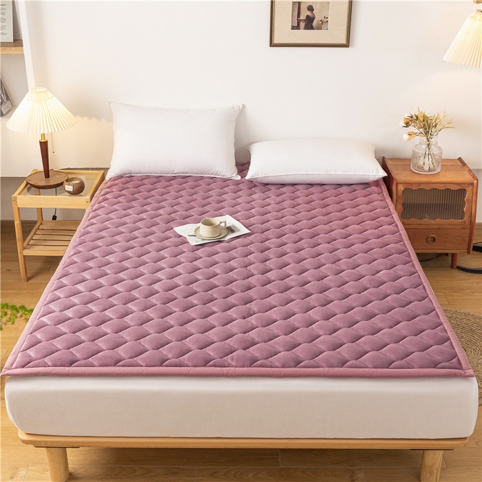 索弗莱家纺 2025新款加厚宽边牛奶绒床垫-大床款 豆沙