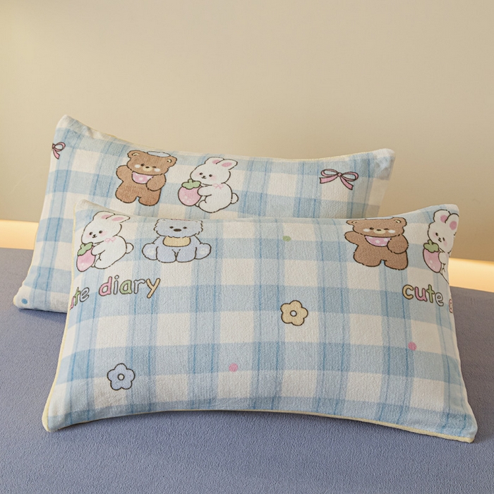 91家纺网 家纺一手货源 找家纺 摩妮卡 2025新款加厚保暖牛奶绒床笠单床笠床笠单件-保护床垫三件套系列 莫纱-灰蓝