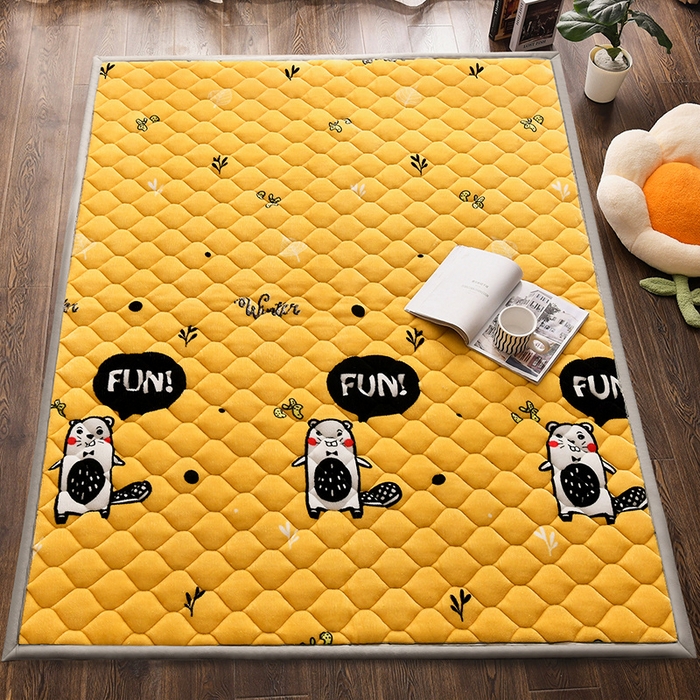 91家纺网 家纺一手货源 找家纺 索弗莱家纺 2025新款加厚宽边牛奶绒床垫-大床款 欢乐地鼠