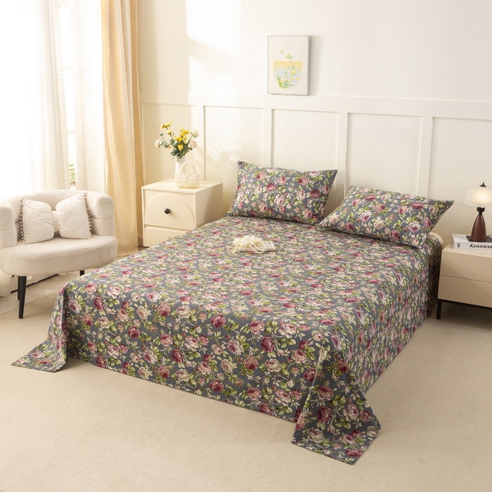 91家纺网 家纺一手货源 找家纺 锦鹭被业 2025新款复古全棉纯棉单床单单品床单床单单件 相约