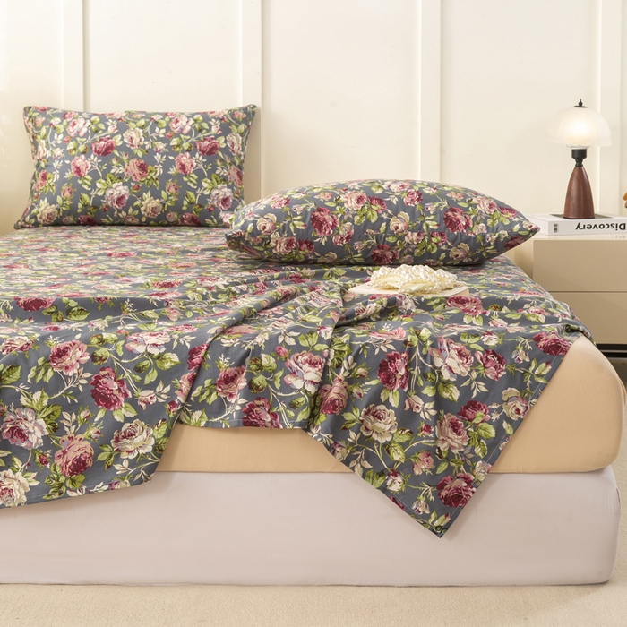 91家纺网 家纺一手货源 找家纺 锦鹭被业 2025新款复古全棉纯棉单床单单品床单床单单件 相约