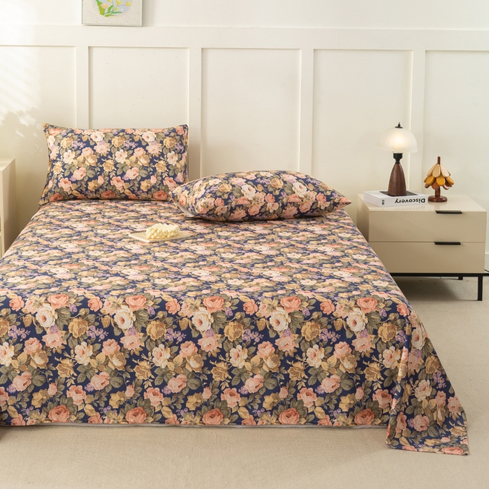 91家纺网 家纺一手货源 找家纺 锦鹭被业 2025新款复古全棉纯棉单床单单品床单床单单件 繁华似锦