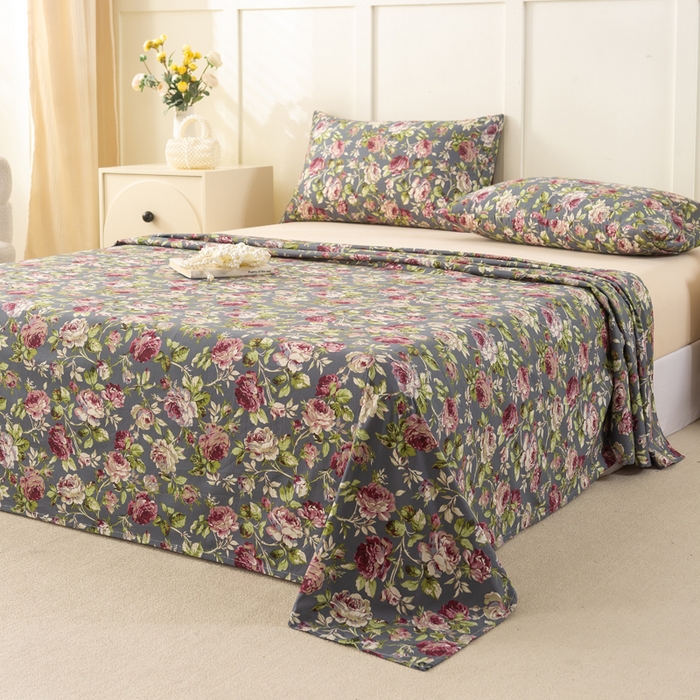 91家纺网 家纺一手货源 找家纺 锦鹭被业 2025新款复古全棉纯棉单床单单品床单床单单件 相约