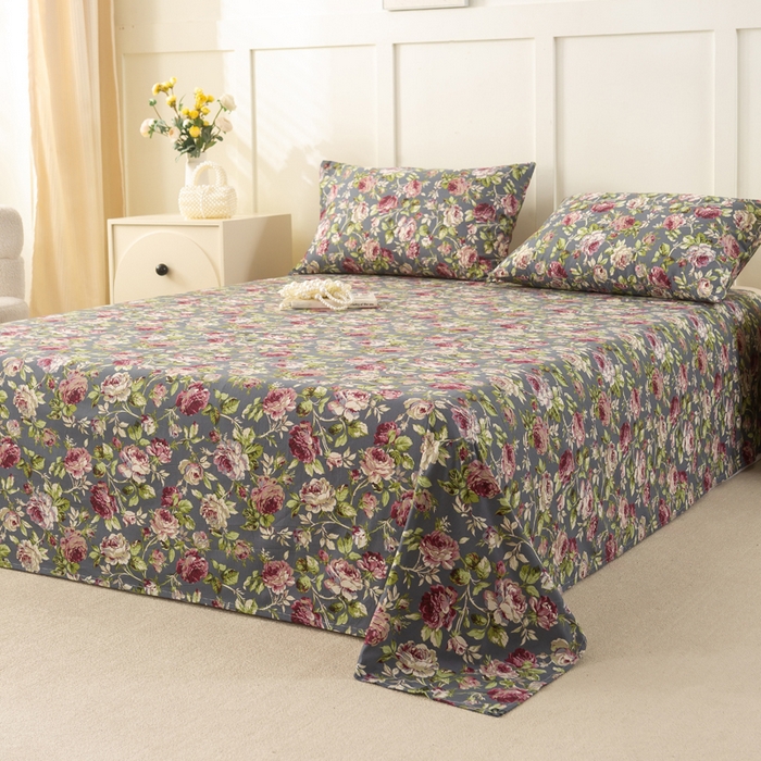 91家纺网 家纺一手货源 找家纺 锦鹭被业 2025新款复古全棉纯棉单床单单品床单床单单件 相约