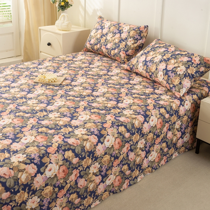 91家纺网 家纺一手货源 找家纺 锦鹭被业 2025新款复古全棉纯棉单床单单品床单床单单件 繁华似锦