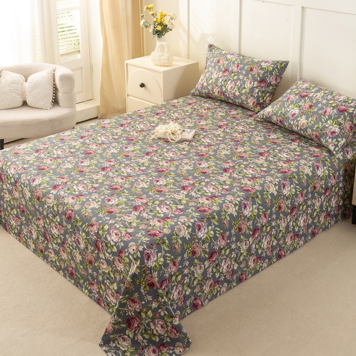 91家纺网 家纺一手货源 找家纺 锦鹭被业 2025新款复古全棉纯棉单床单单品床单床单单件 相约