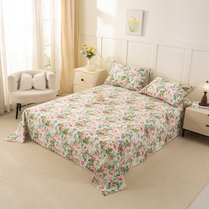 91家纺网 家纺一手货源 找家纺 锦鹭被业 2025新款复古全棉纯棉单床单单品床单床单单件 花海